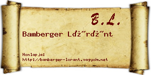 Bamberger Lóránt névjegykártya
